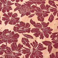 Burgundy Flower Blooms on Blush Handmade Paper