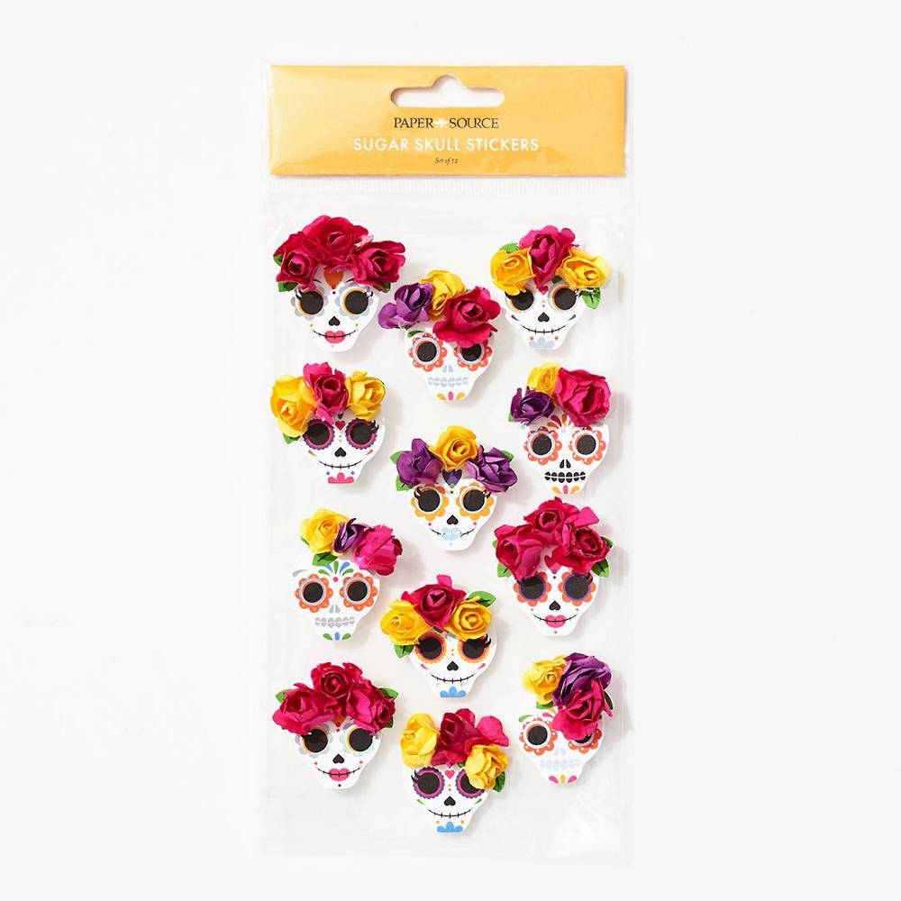 Layered Floral Sugar Skull Stickers