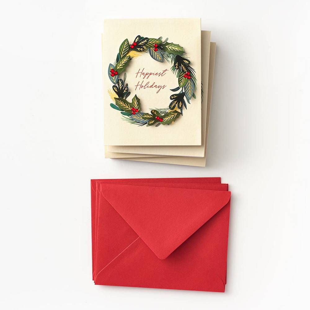 Embellished Wreath Holiday Card Set