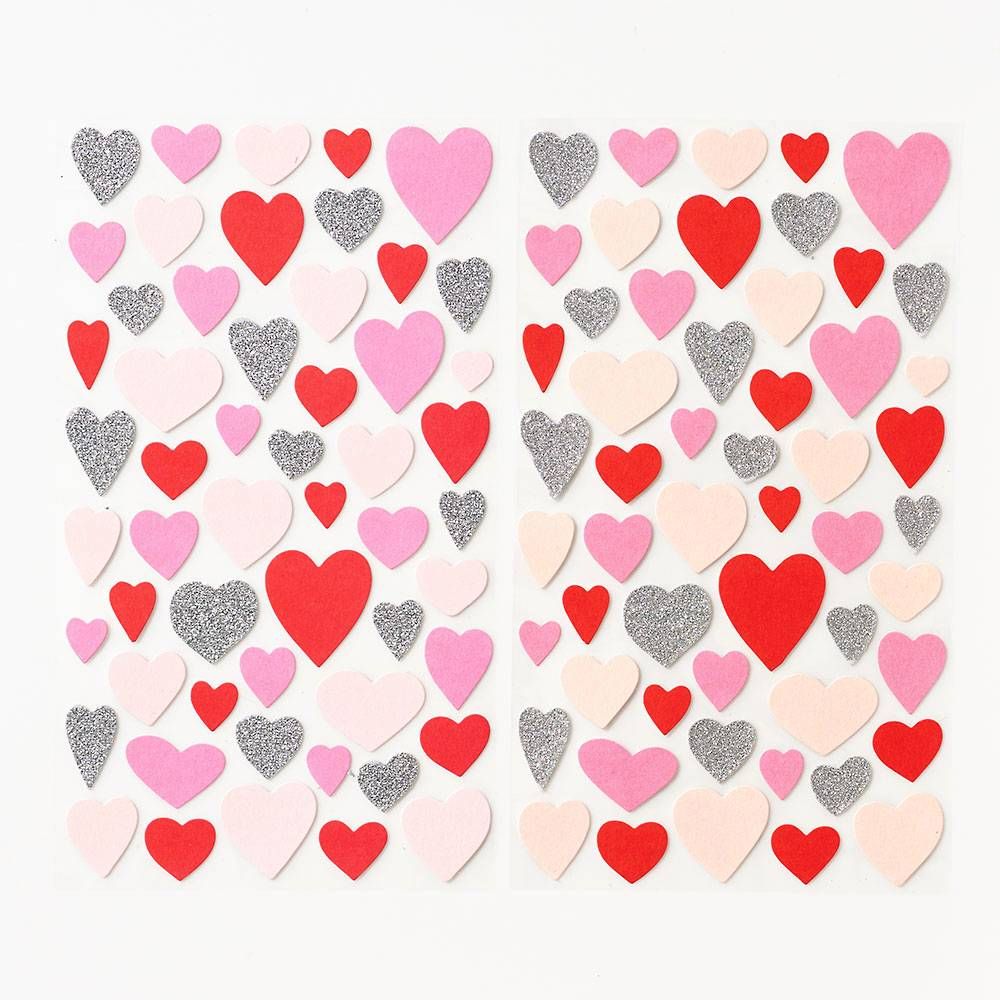 Silver Glitter Multi Heart Stickers