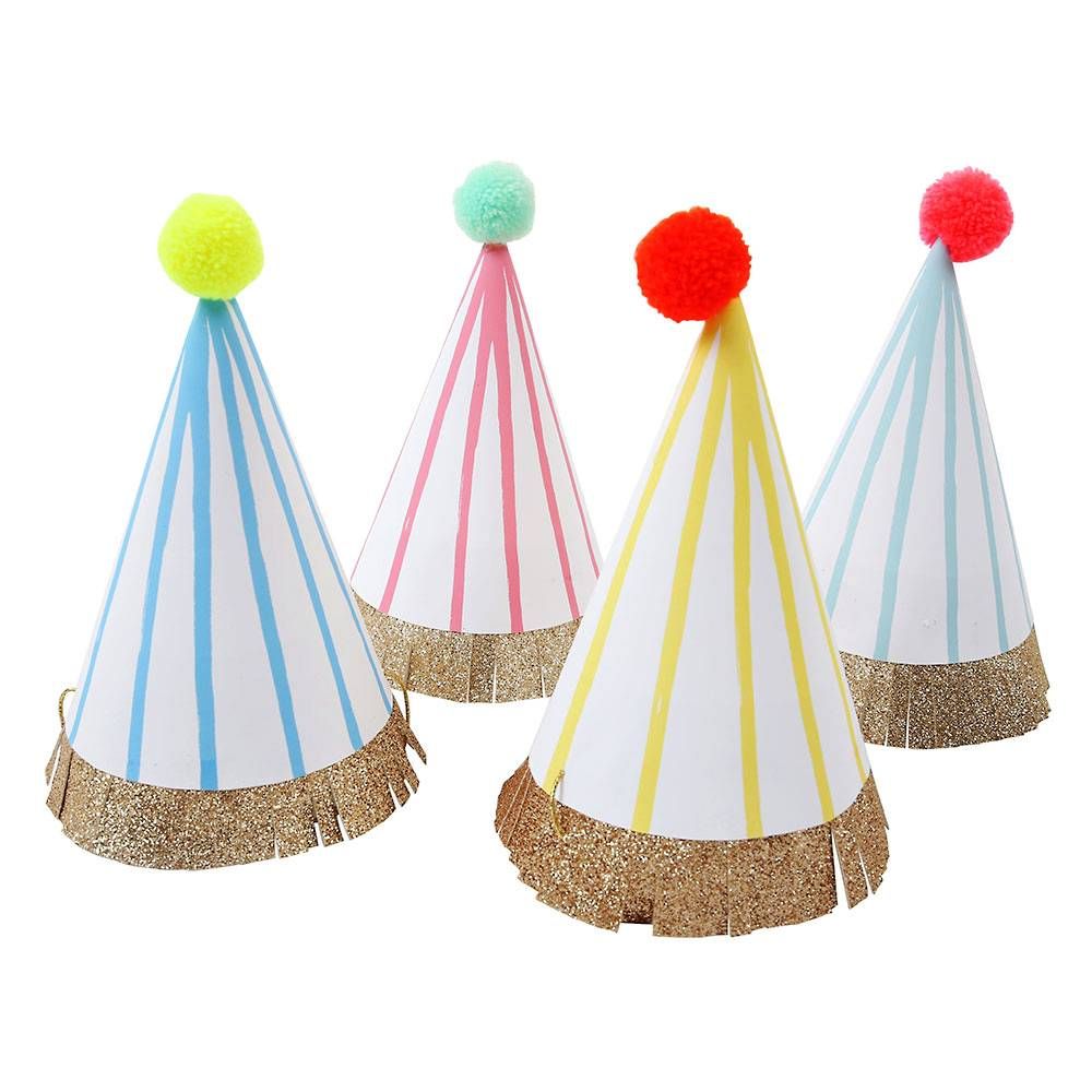 Stripe Pom Pom Party Hats