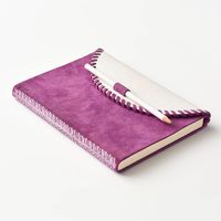 Violet Leather Flap Journal & Pencil