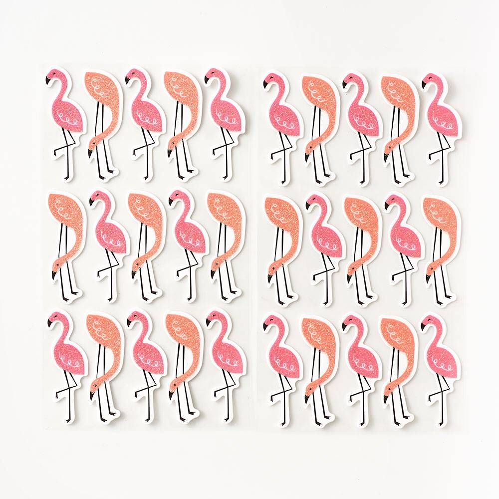 Flamingo Glitter Stickers