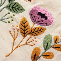 Floral Embroidered Tea Towel