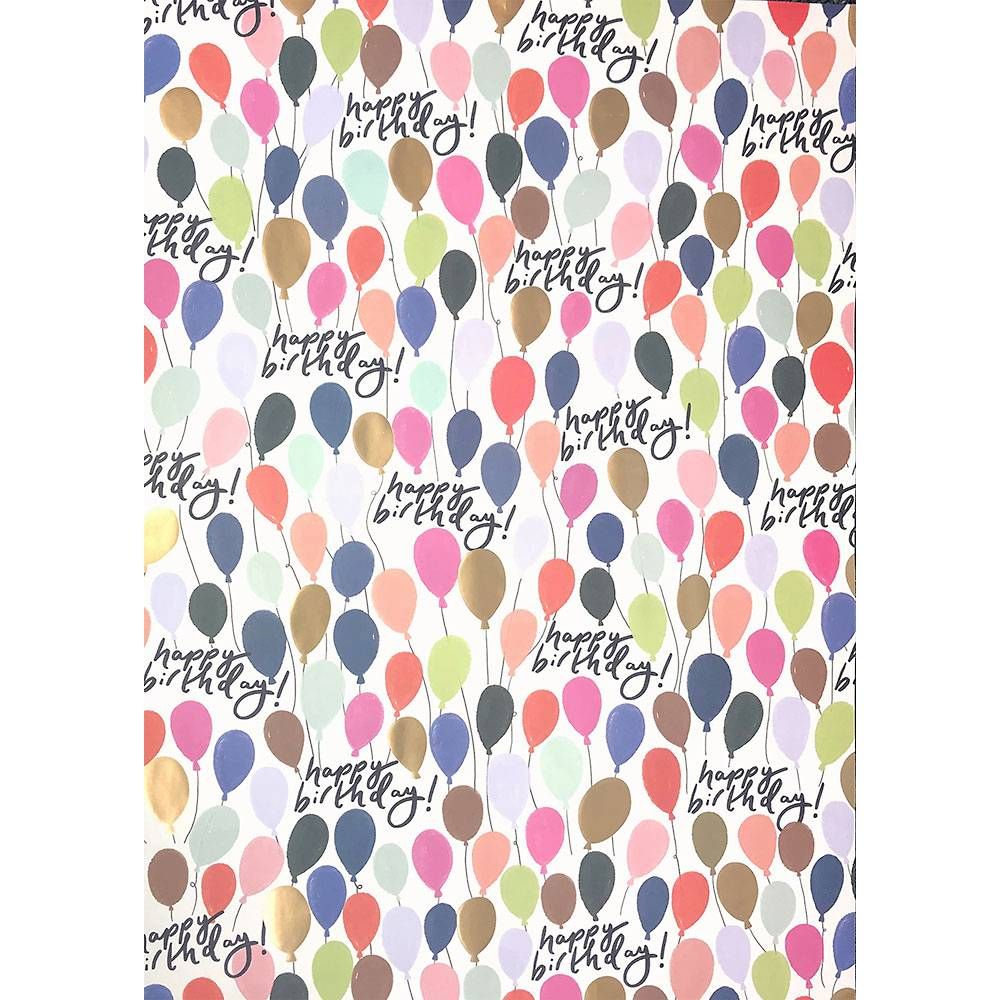 Happy Birthday Ballons Flat Wrap