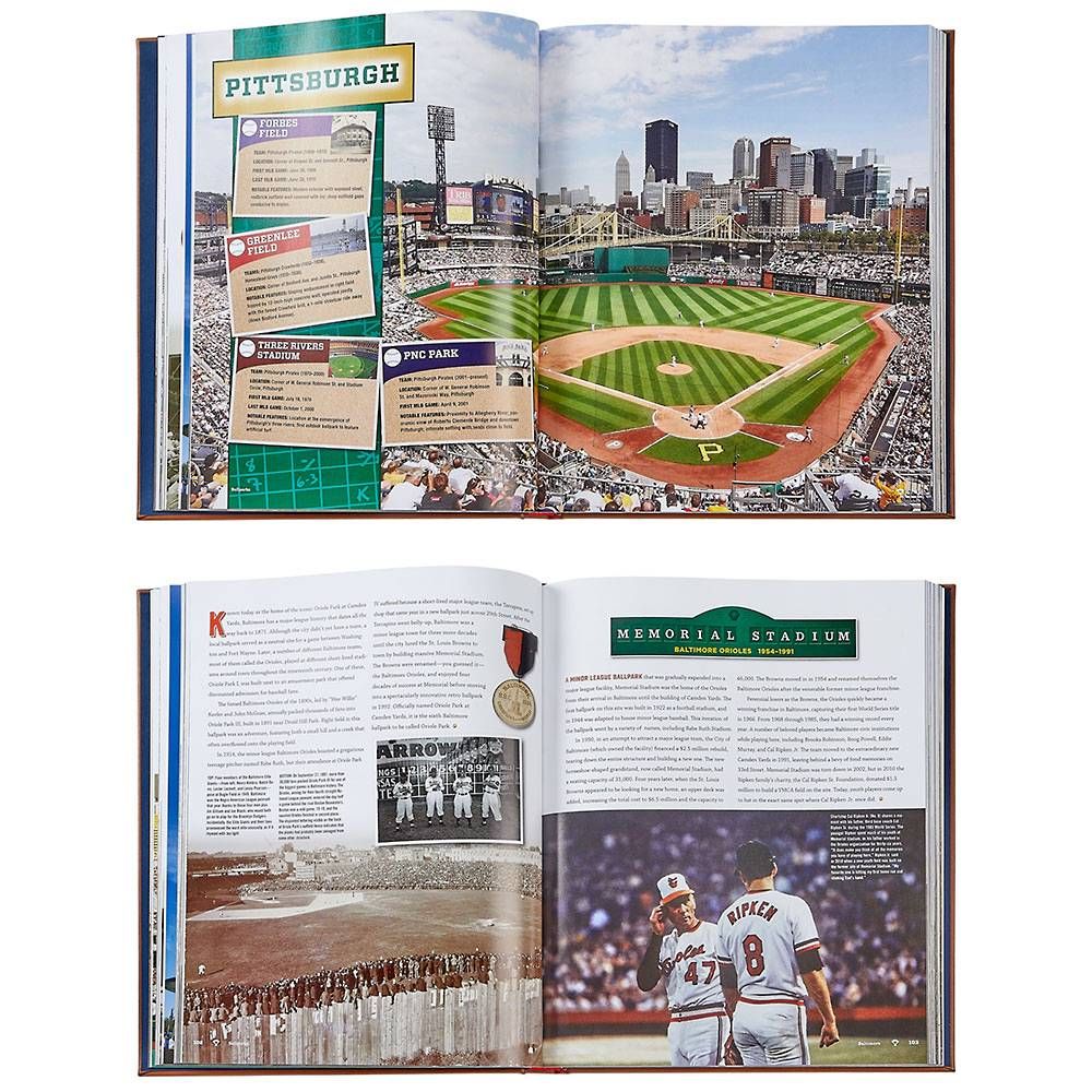 Ballparks Past And Present Leather Book