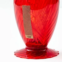 Red Striped Glass Cloche with Matches