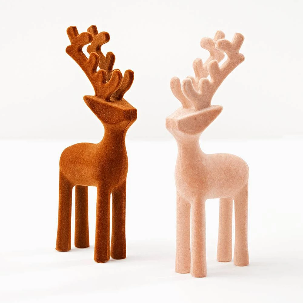 Flocked Deer Decor