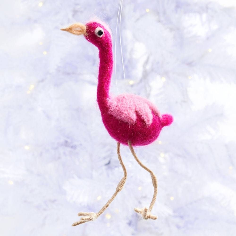 Pink Flamingo Felt Ornament