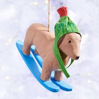 Skiing Dog Paper Mache Ornament