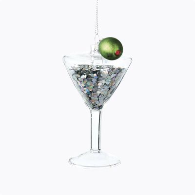 Martini Glitter Glass Ornament