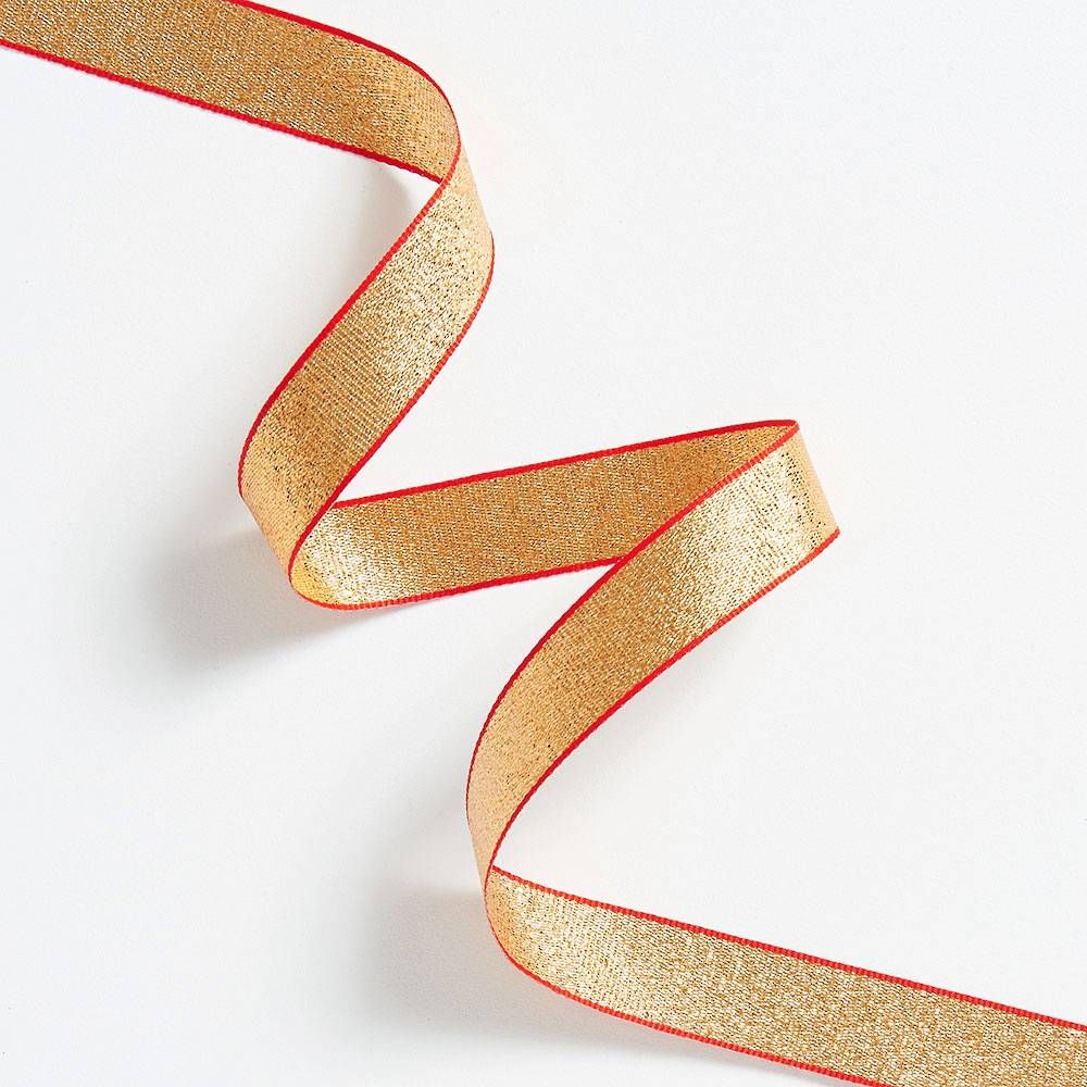 Paper Source Red/Gold Metallic Raffia Ribbon