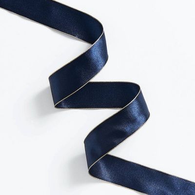 Navy Satin with Gold Edge Ribbon