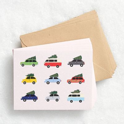 Vintage Holiday Cars Card Set