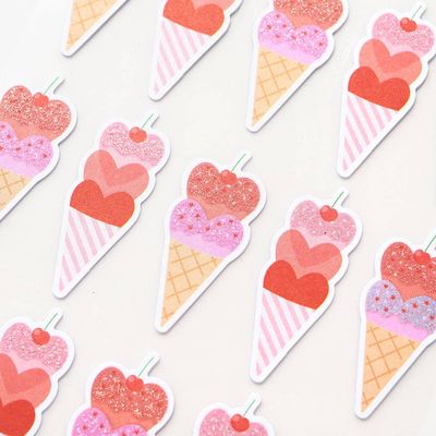 Ice Cream Heart Stickers