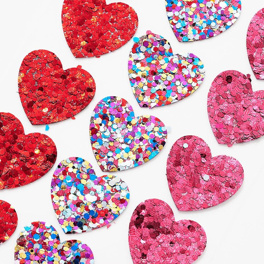 Pink & Coral Glitter Heart Stickers
