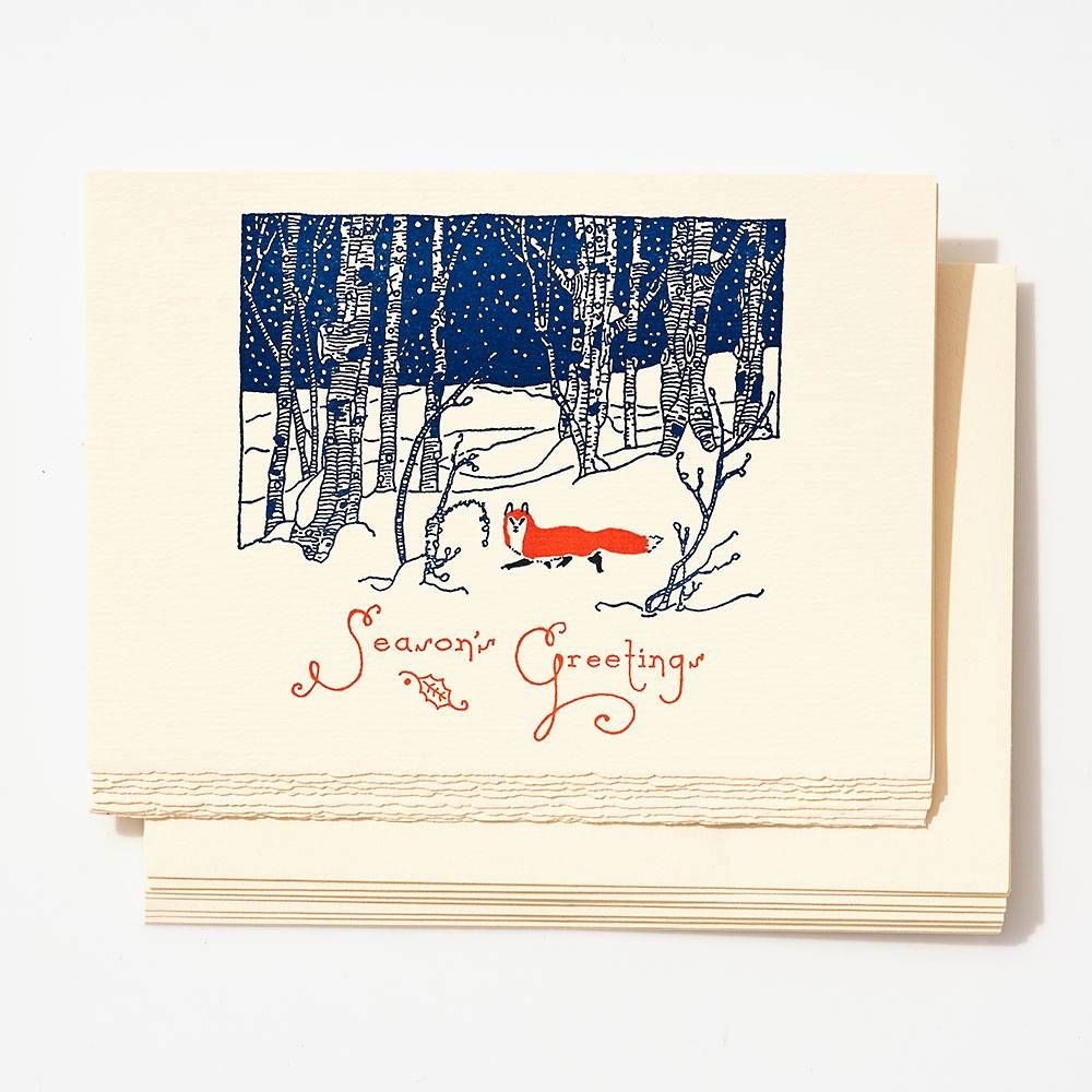 Snow Fox Holiday Card Set