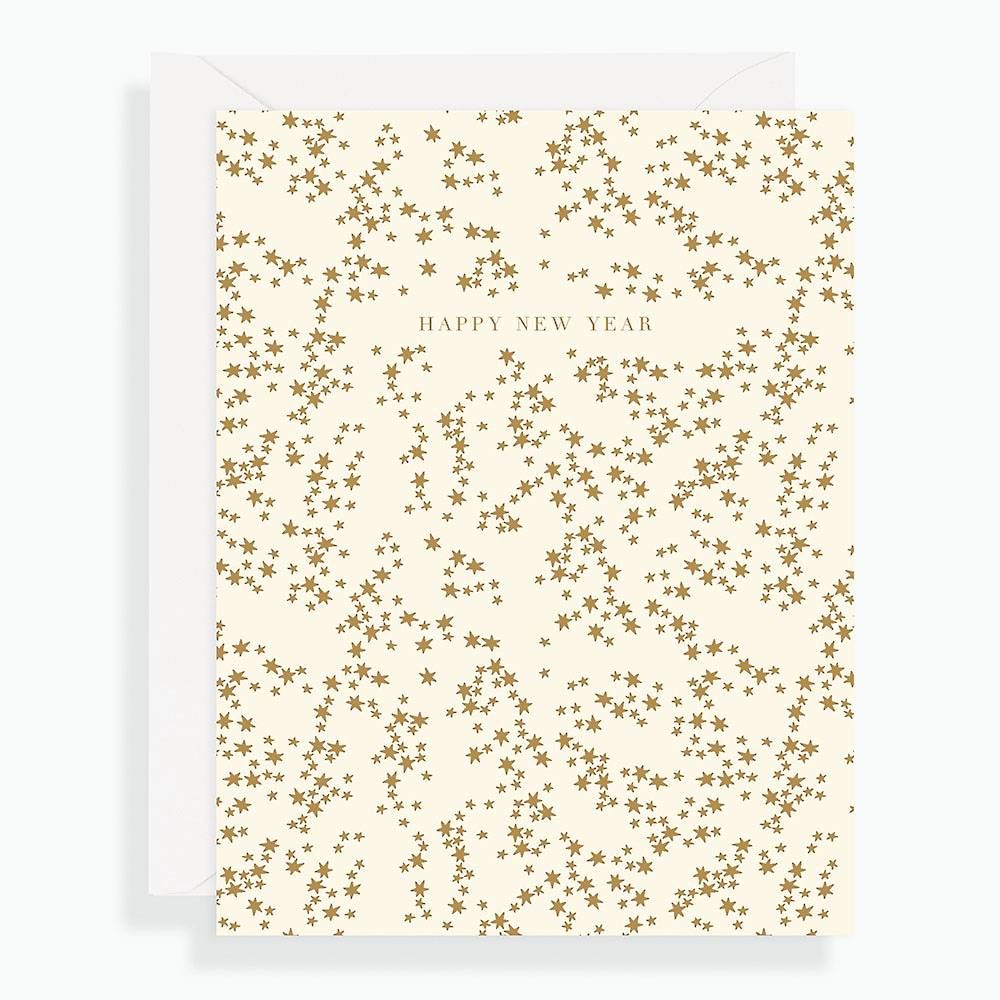 Gold Foil Stars New Year Card