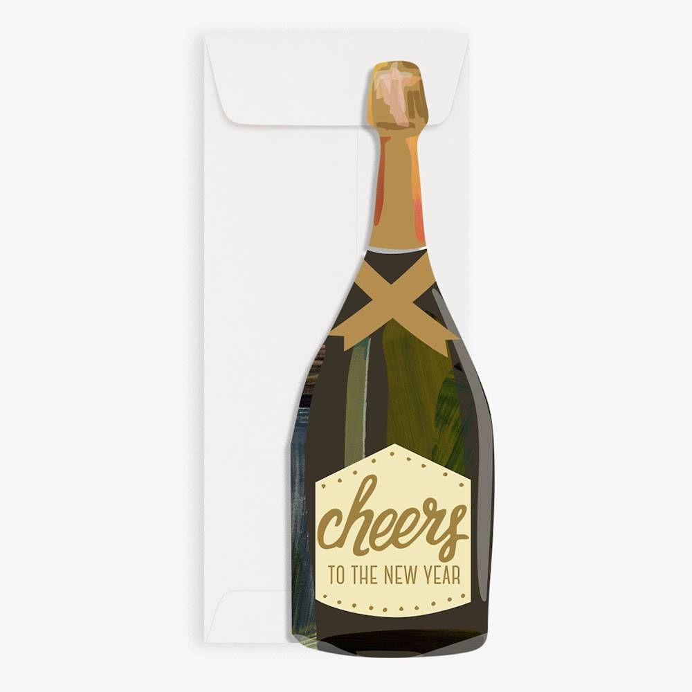 Champagne Bottles New Year Card Set