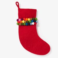 Felt Pom Stripe Red Stocking