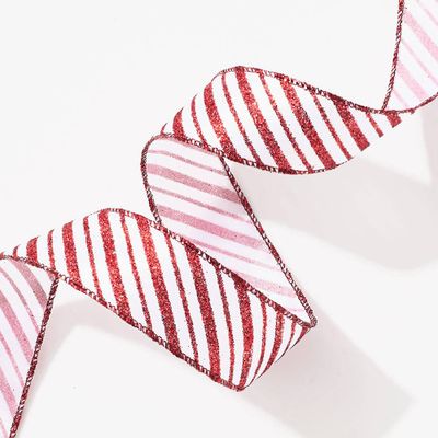 Peppermint Glitter Stripe Ribbon