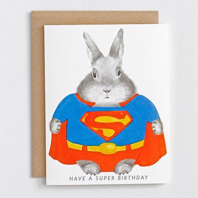 Superhero Bunny Birthday Card
