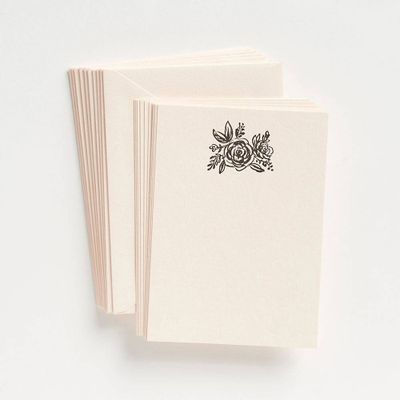 Slate Floral Letterpress Stationery Set