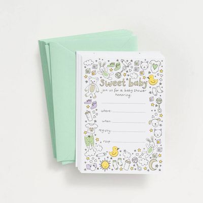 Sweet Baby Icons Fill-In Invitations