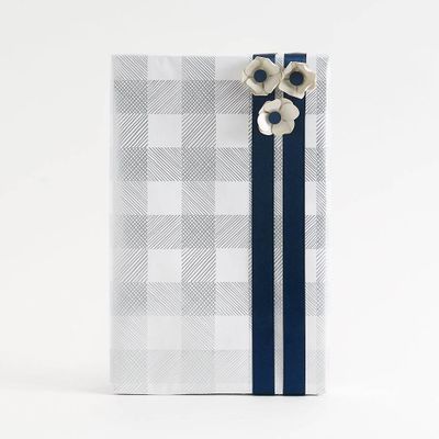 Silver Foil Plaid Wrapping Paper