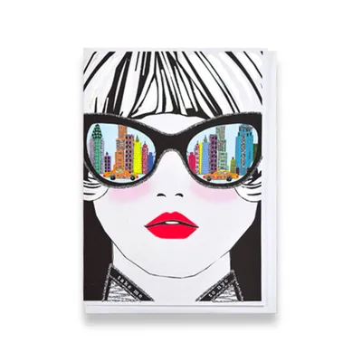 NYC Girl With Glasses Greeting Card