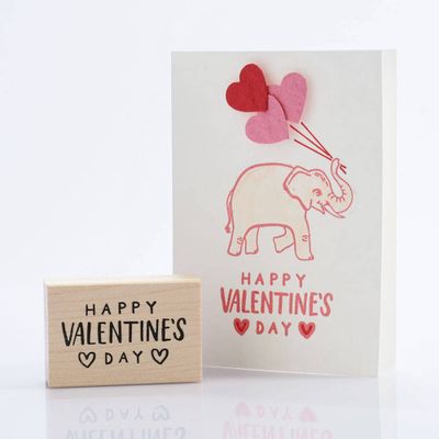 Happy Valentine's Day with Hearts Rubber Stamp