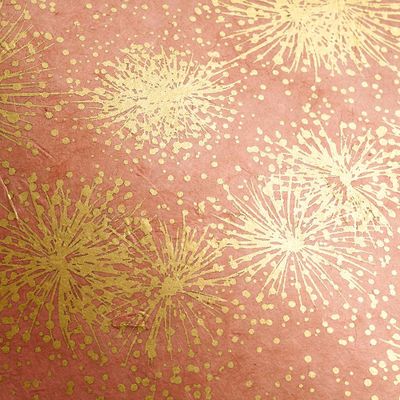 Gold Fireworks on Coral Handmade Paper