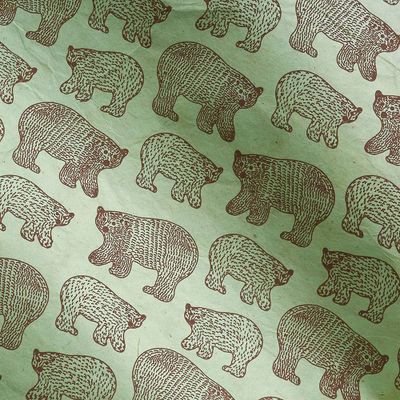 Brown Bears on Mint Handmade Paper