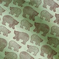 Brown Bears on Mint Handmade Paper