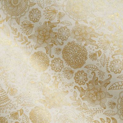 Color Me In Gold Floral on Cream Handmade Paper