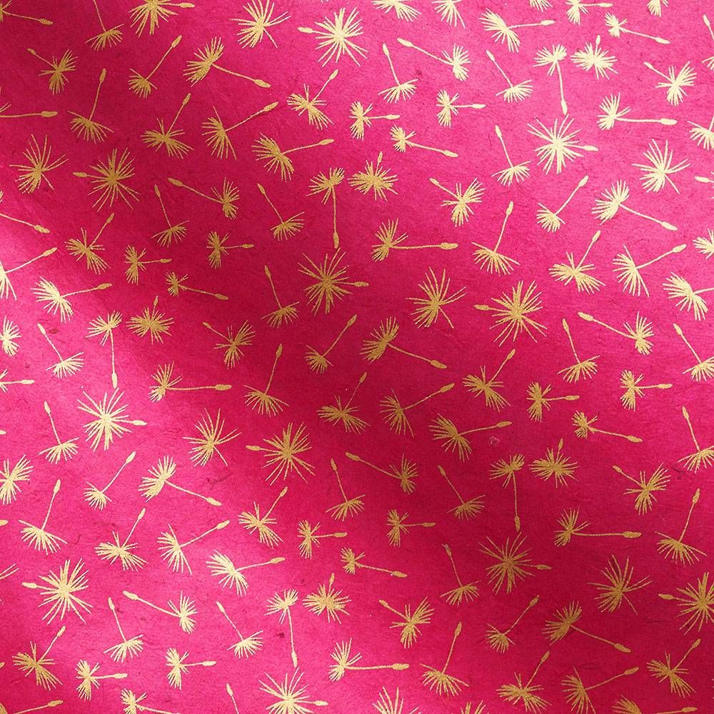 Dandelion Puffs on Fuchsia Handmade Paper