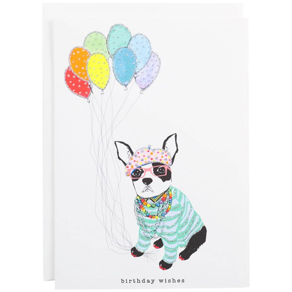 Specialty Glitter Boston Terrier Birthday Card