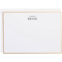 Gold Foil Border Note from Bride Wedding Card