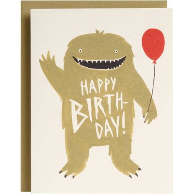 Monster with Balloons Birthday Card
