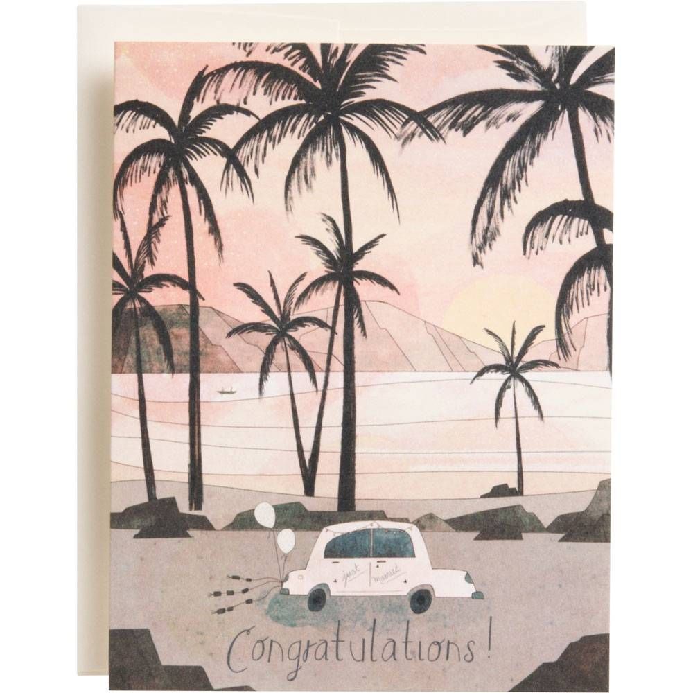 Palm Trees Congratulations Wedding Card