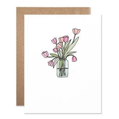 Coral Tulip Greeting Card