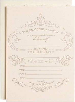 Deckle Edge Letterpress Fill In Party Invitations