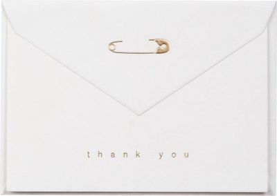 Gold Foil Diaper Pin Thank You Card Set