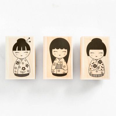 Japanese Dolls Rubber Stamp Set