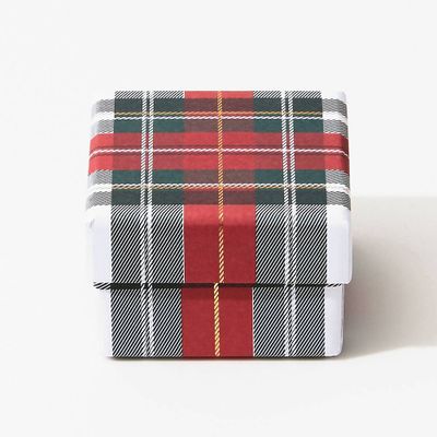 Holiday White Stewart Tartan Mini Gift Box