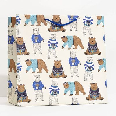 Hanukkah Bears In Sweaters Large Gift Bag