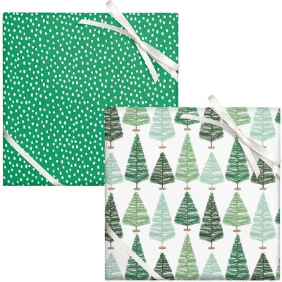 Bottle Brush Tree & Green Flurry Wrapping Paper