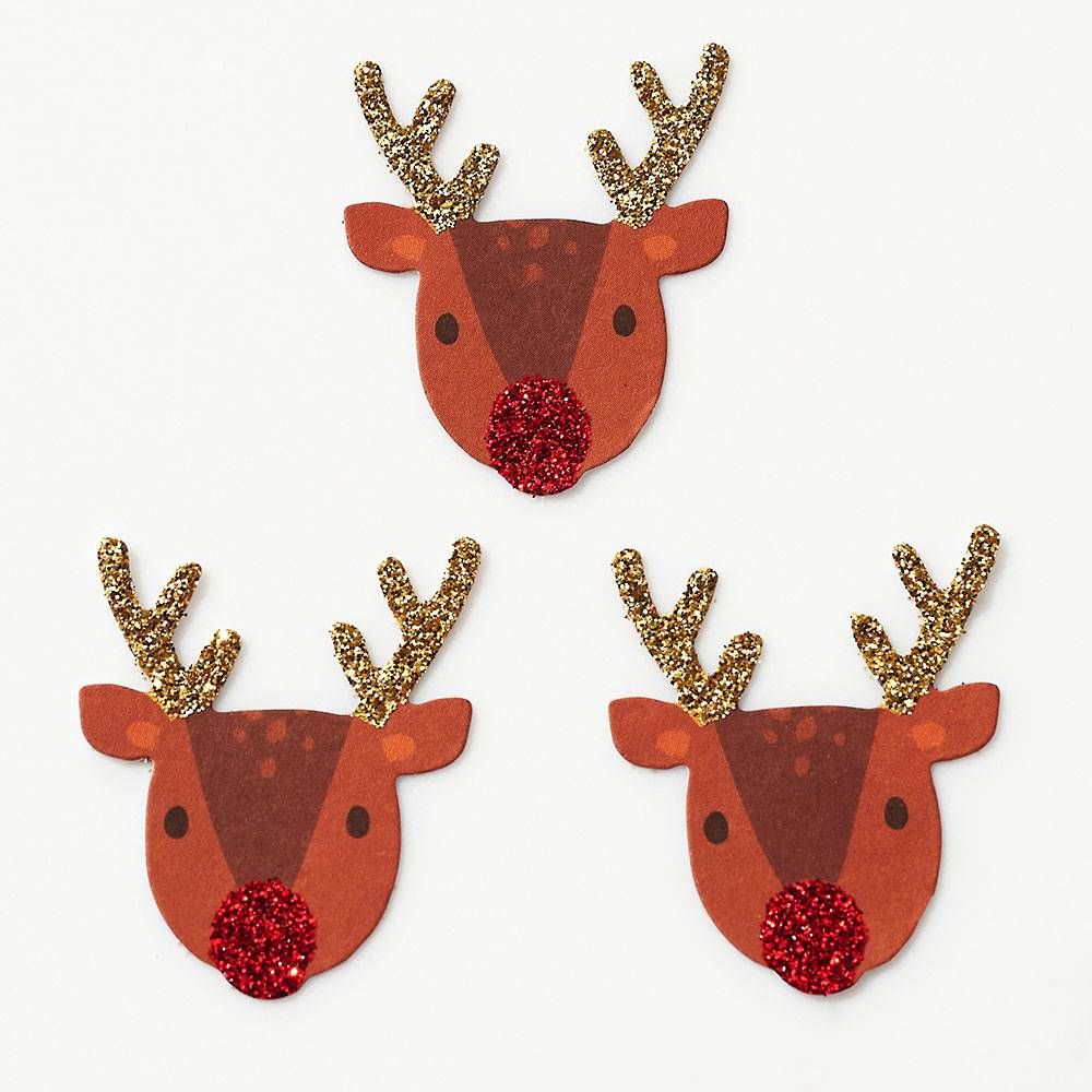 Reindeer Head Glitter Stickers