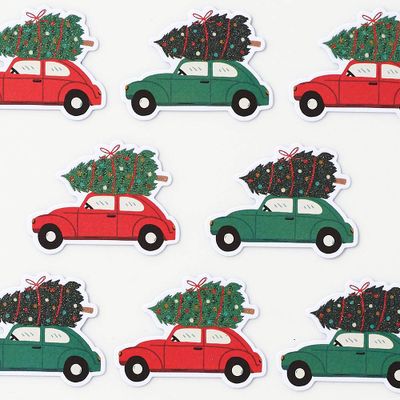 Cars With Christmas Trees Stickers