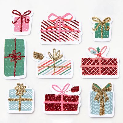 Christmas Present Glitter Stickers